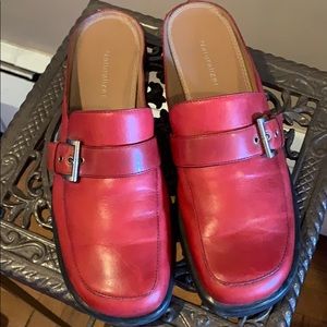 Naturalizer Red Leather Mules Sz 8 1/2 M